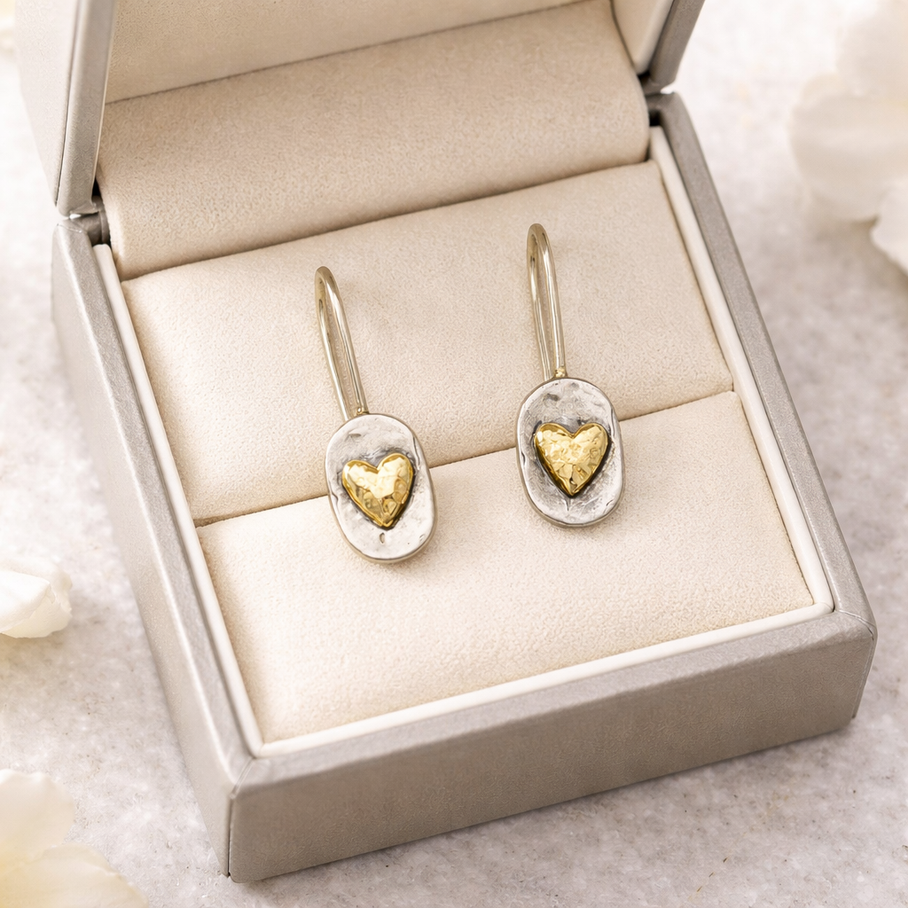 Veradelle | Vintage-Herzohrringe aus Silber und Gold