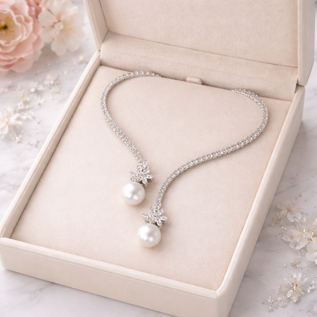 Vionelise | Eleganter Kragen mit Perlen und glänzendem Sterlingsilber