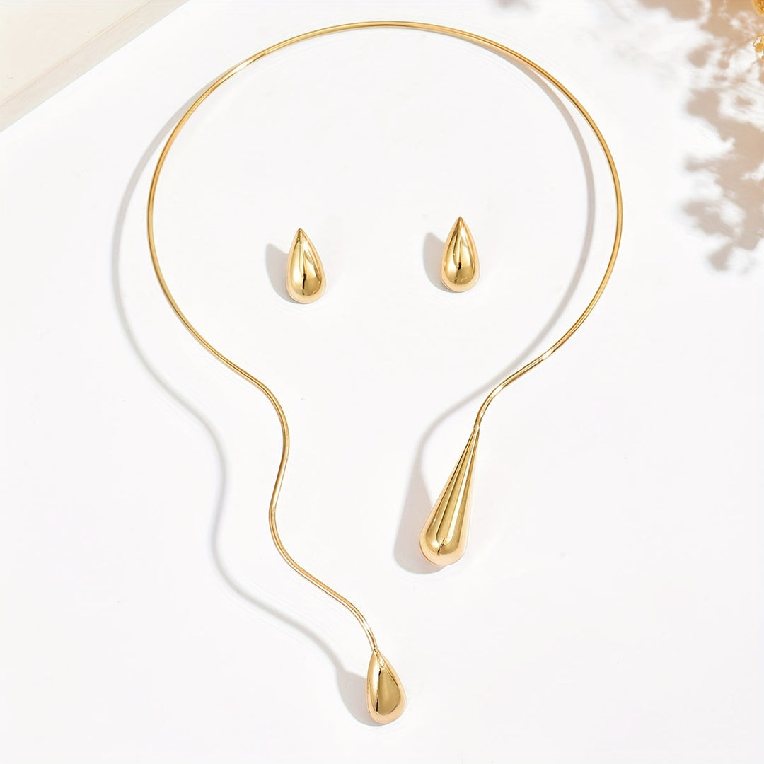 Taliah | Set Elegante aus Halskette und Ohrringen mit asymmetrischem Tropfendesign
