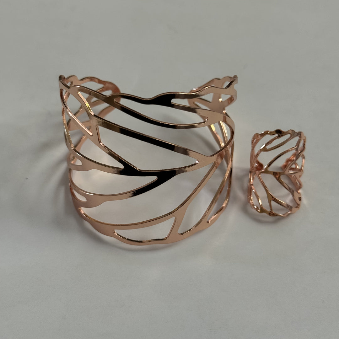 Lavinia | Armband- und Ring-Set mit Durchbrochenen Blättern im Vintage-Stil