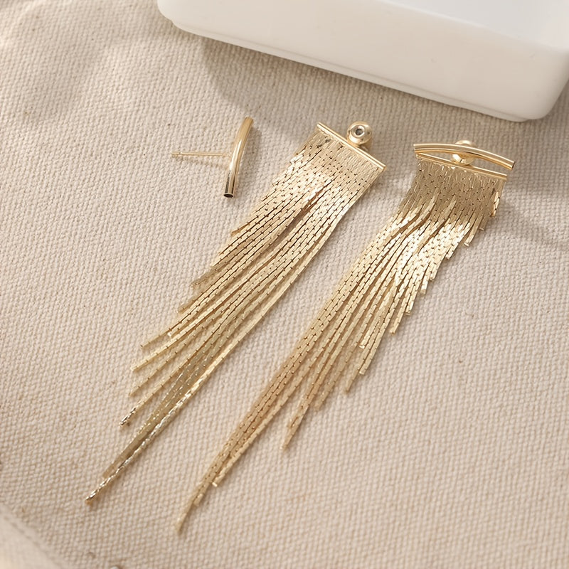 Diana | Goldene Ohrringe mit Quasten und Wasserfallblatt-Design