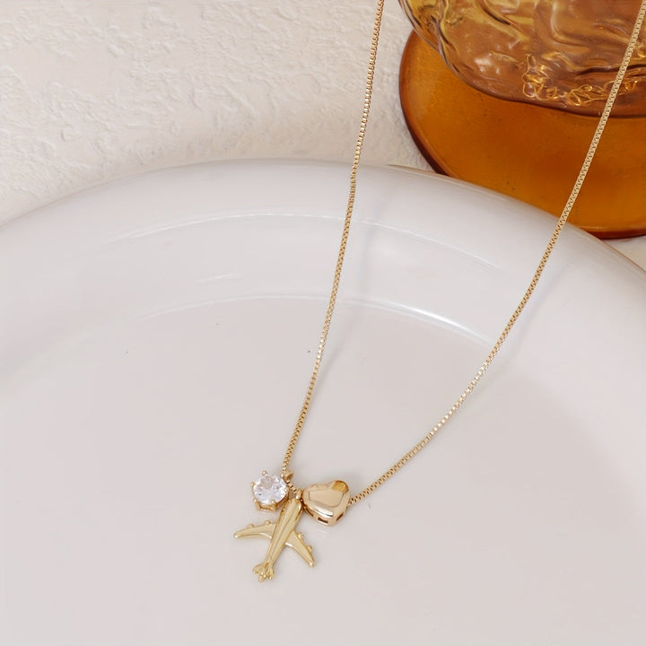 Linda | Minimalistisches Halsband mit Flugzeuganhänger und zartem Stil