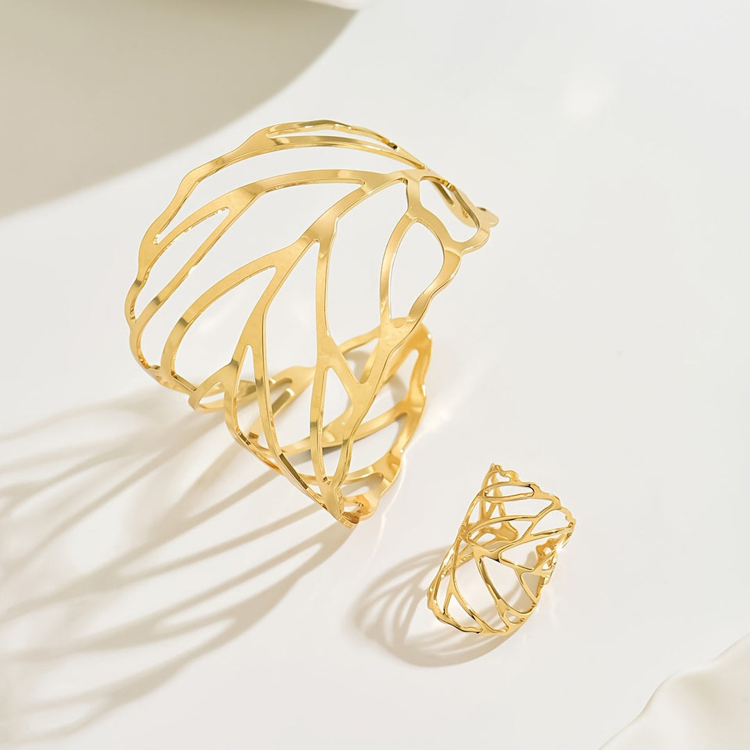 Lavinia | Armband- und Ring-Set mit Durchbrochenen Blättern im Vintage-Stil