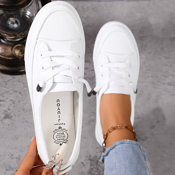 Dovella | Weiße Orthopädische Schuhe für Frauen mit Schnürsenkeln und Weicher Einlage