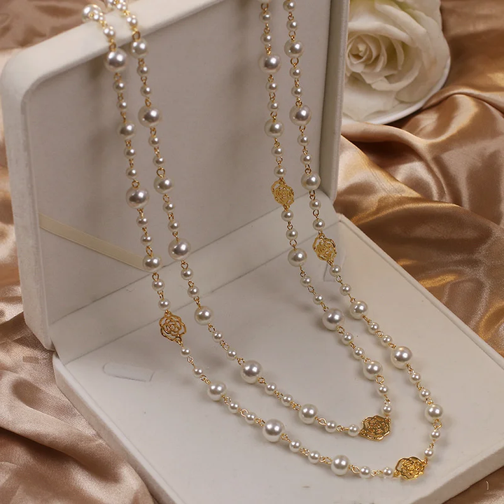 Darivienne | Eleganter Perlenkragen mit goldener Kette