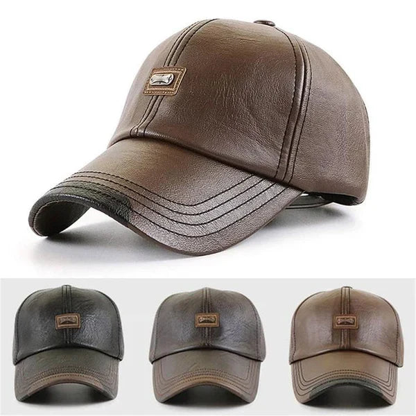 Olivaro | Warme Lederkappe für Herren Ideal für Herbst und Winter