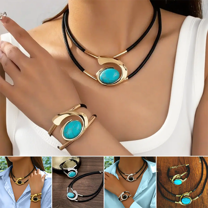 Suri  | Vintage Boho-Stil Halsketten- und Armband-Set