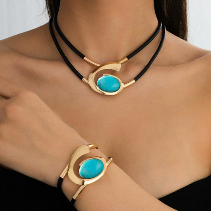 Suri  | Vintage Boho-Stil Halsketten- und Armband-Set