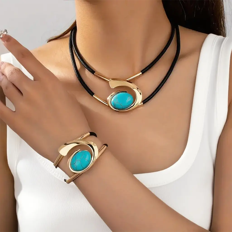 Suri  | Vintage Boho-Stil Halsketten- und Armband-Set