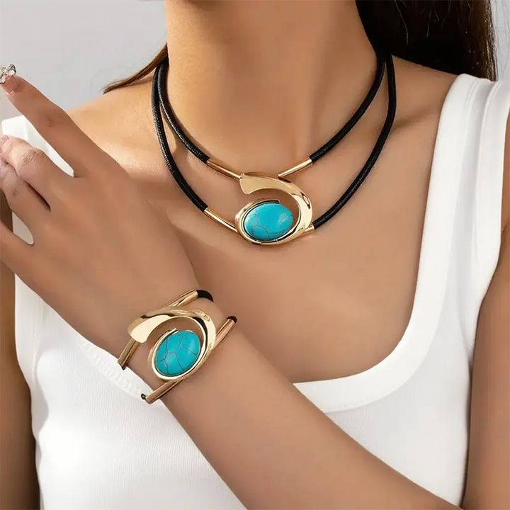 Suri  | Vintage Boho-Stil Halsketten- und Armband-Set