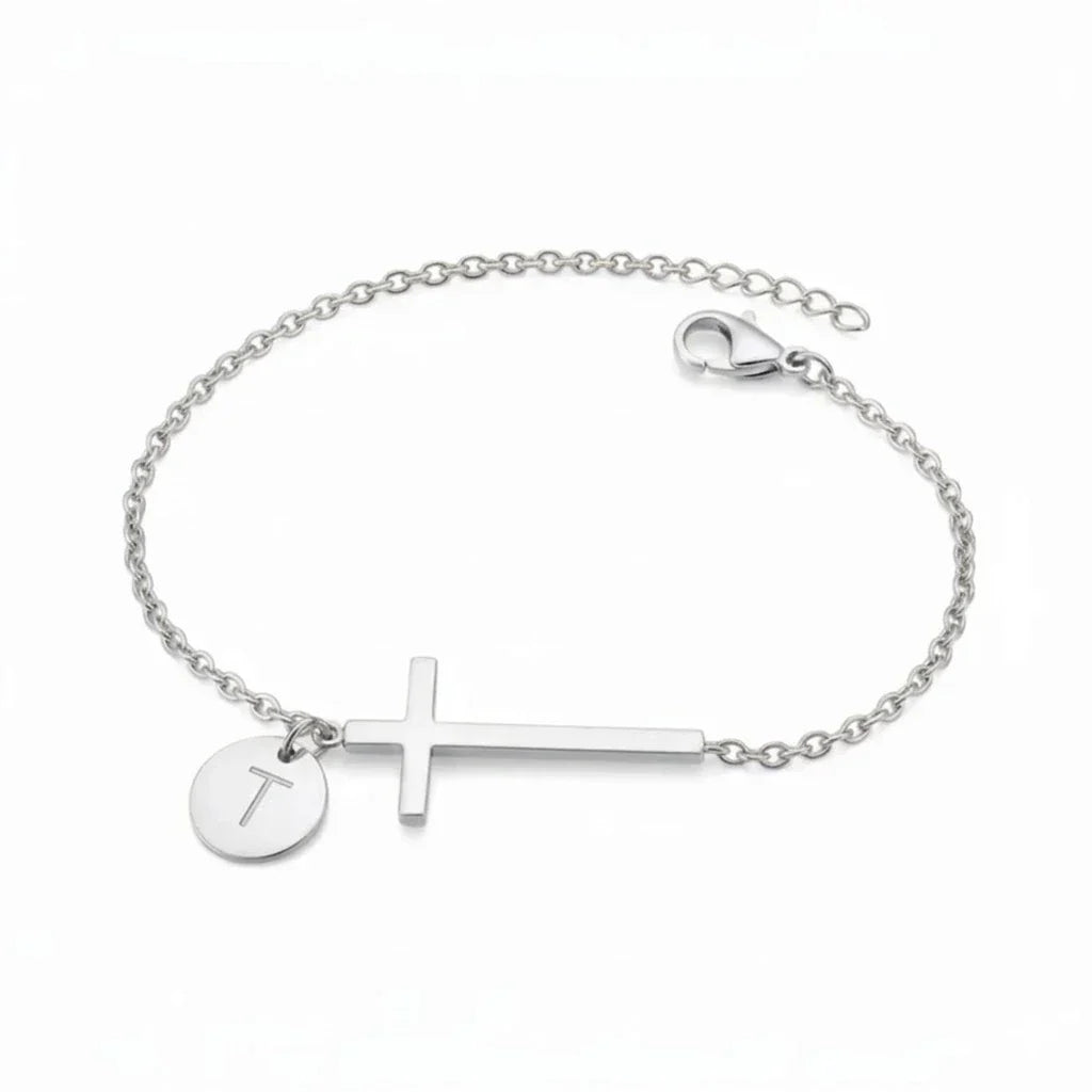 Elodryn | Heilige Initialenarmband – Personalisierte Kreuz