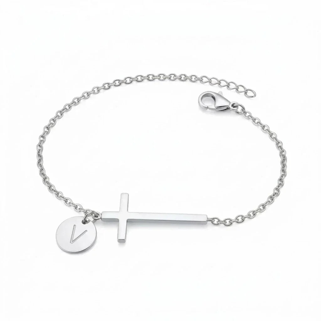 Elodryn | Heilige Initialenarmband – Personalisierte Kreuz