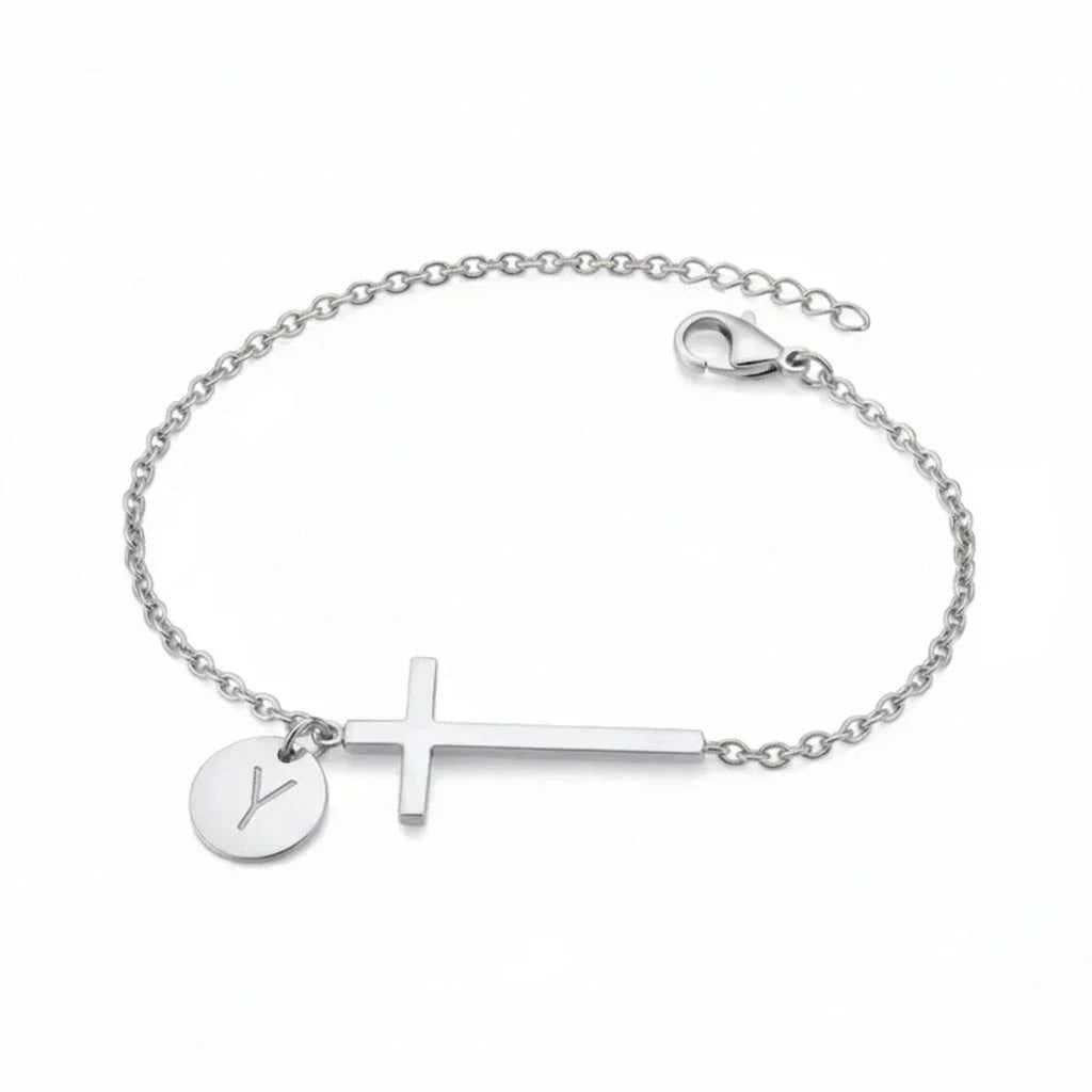 Elodryn | Heilige Initialenarmband – Personalisierte Kreuz
