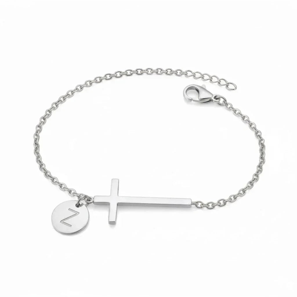 Elodryn | Heilige Initialenarmband – Personalisierte Kreuz