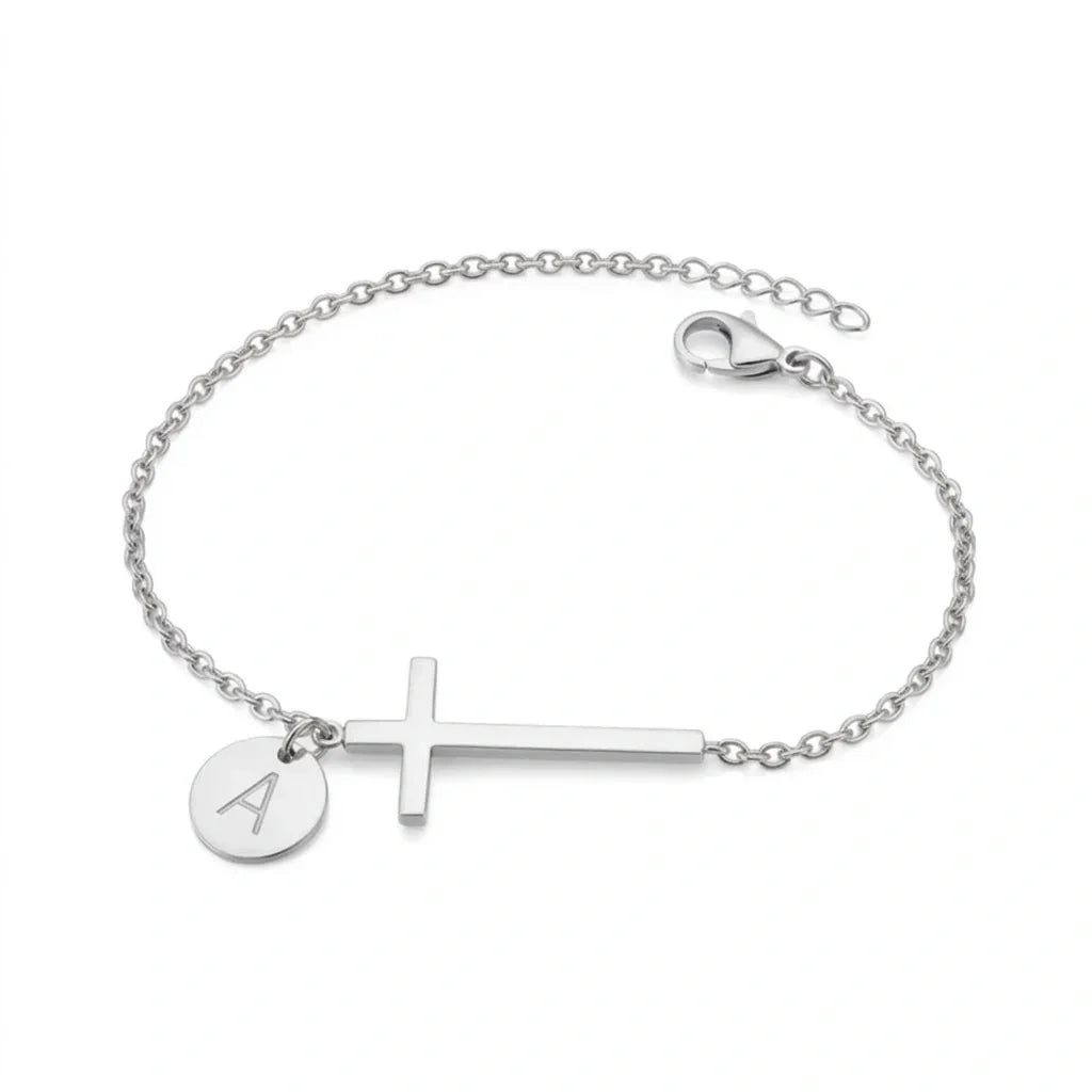 Elodryn | Heilige Initialenarmband – Personalisierte Kreuz