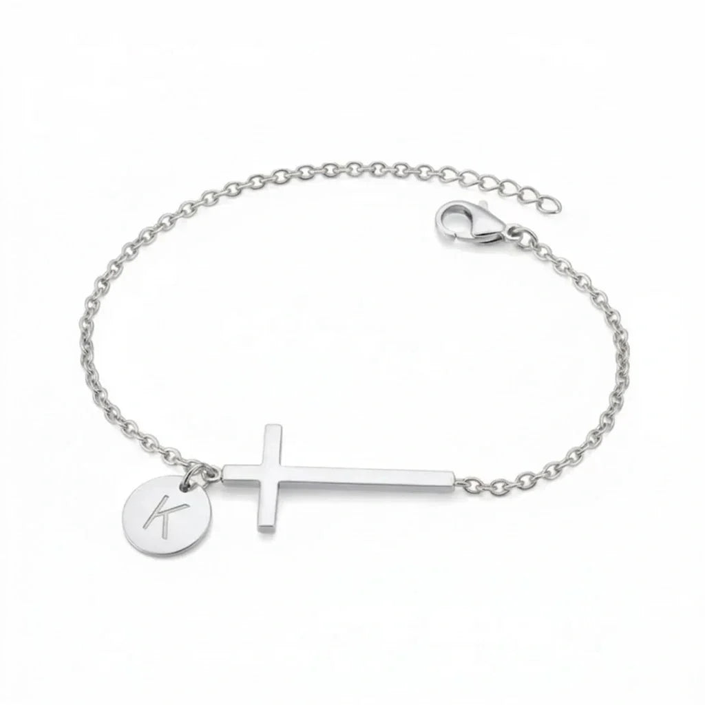 Elodryn | Heilige Initialenarmband – Personalisierte Kreuz