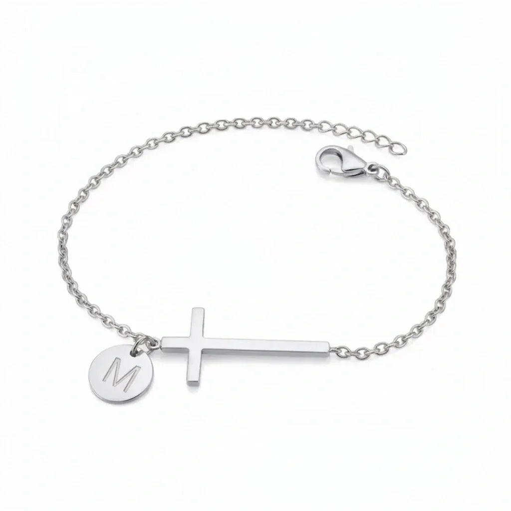 Elodryn | Heilige Initialenarmband – Personalisierte Kreuz