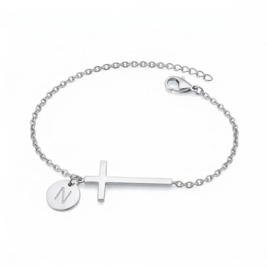 Elodryn | Heilige Initialenarmband – Personalisierte Kreuz