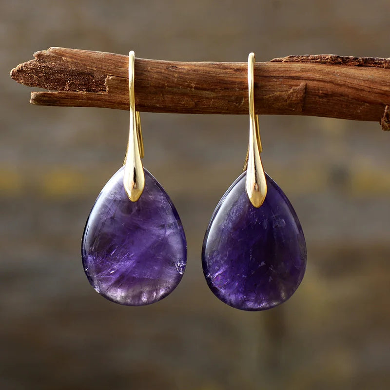Genira | Ohrringe aus natürlichem Amethyst in Tropfenform